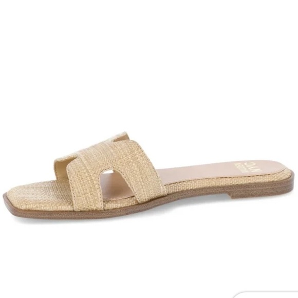 🔴 4/$15 Madden NYC Women's Tan Beige Raffia Open Toe Slides Sandals size 9 NWT - Picture 6 of 14